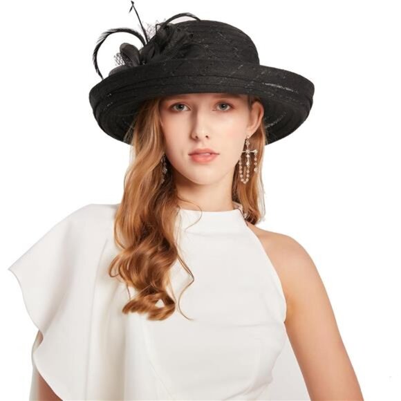 Kentucky Derby Hats - Organza Hat Fascinator Hat Black3 - Picture 1 of 6